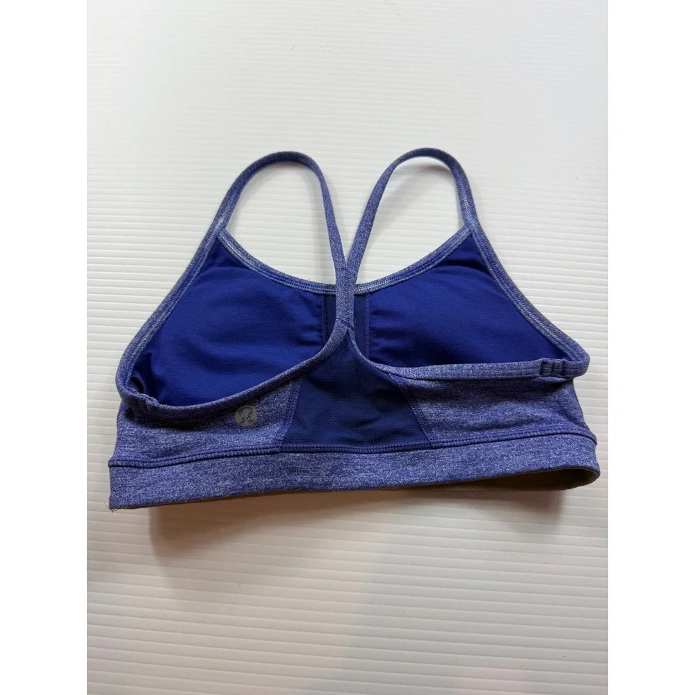 Lululemon Free To Be Bra Blue Space Dye Heathered Strappy Yoga Sports Bra Size 2